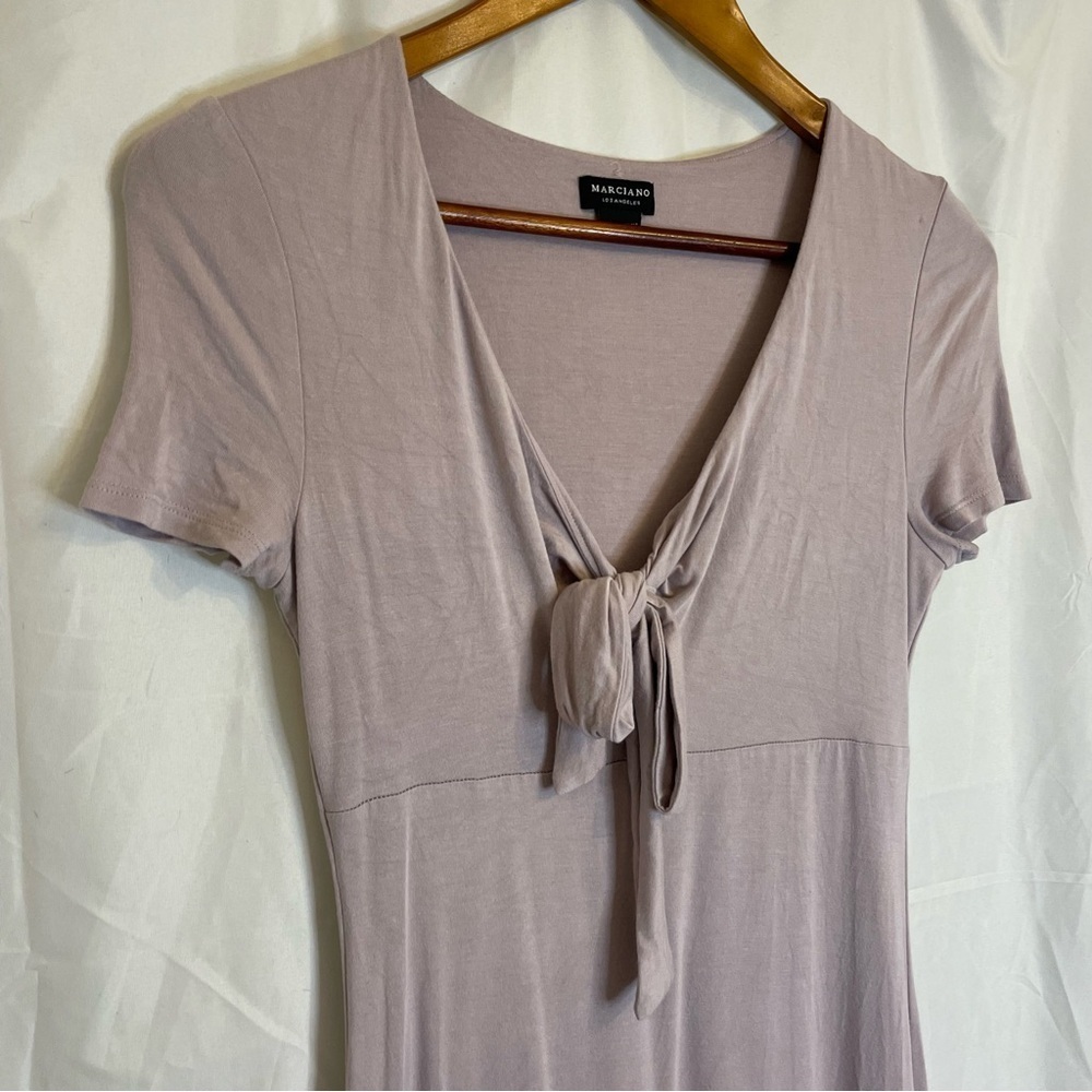 MARCIANO Women’s Dusty Purple Pink Short Sleeve Body Con Dress Midi Size Small - Picture 3 of 12